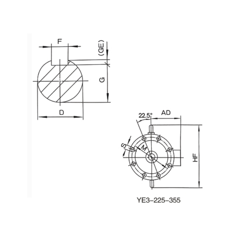 立式安裝、機(jī)座不帶底腳、端蓋上有凸緣的電動(dòng)機(jī)